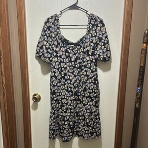 True Craft Black Floral Midi Dress